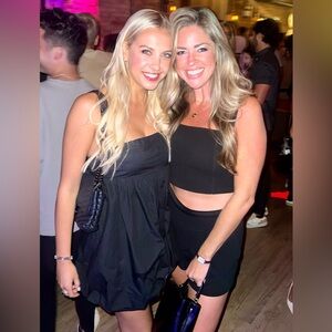 Black bubble strapless mini dress